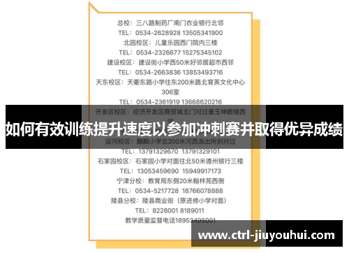 如何有效训练提升速度以参加冲刺赛并取得优异成绩 如何有效训练提升速度以参加冲刺赛并取得优异成绩